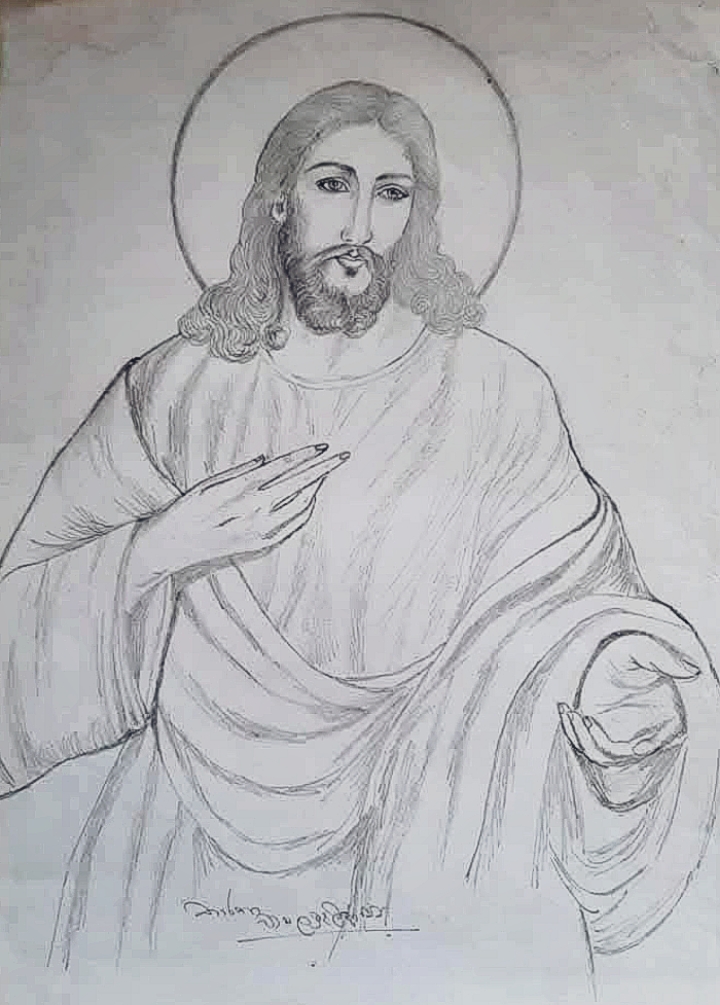 A Drawing of Jesus Christ by Tharaka Wasalamudaliarachchi